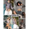 image:imageAvidlove Womens Mesh Tops Long Sleeve See Through Tee Shirt Crop Sheer Blouse Sexy Clubwear XS4XLAn156