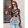 image:imageAvidlove Womens Mesh Tops Long Sleeve See Through Tee Shirt Crop Sheer Blouse Sexy Clubwear XS4XLBf298