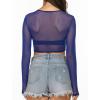 image:imageAvidlove Womens Mesh Tops Long Sleeve See Through Tee Shirt Crop Sheer Blouse Sexy Clubwear XS4XLBlue