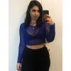 image:imageAvidlove Womens Mesh Tops Long Sleeve See Through Tee Shirt Crop Sheer Blouse Sexy Clubwear XS4XLBlue