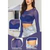 image:imageAvidlove Womens Mesh Tops Long Sleeve See Through Tee Shirt Crop Sheer Blouse Sexy Clubwear XS4XLBlue