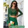 image:imageAvidlove Womens Mesh Tops Long Sleeve See Through Tee Shirt Crop Sheer Blouse Sexy Clubwear XS4XLDark Green