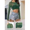 image:imageAvidlove Womens Mesh Tops Long Sleeve See Through Tee Shirt Crop Sheer Blouse Sexy Clubwear XS4XLDark Green