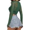 image:imageAvidlove Womens Mesh Tops Long Sleeve See Through Tee Shirt Crop Sheer Blouse Sexy Clubwear XS4XLDark Green