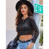image:imageAvidlove Womens Mesh Tops Long Sleeve See Through Tee Shirt Crop Sheer Blouse Sexy Clubwear XS4XLKt59