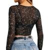 image:imageAvidlove Womens Mesh Tops Long Sleeve See Through Tee Shirt Crop Sheer Blouse Sexy Clubwear XS4XLKt61