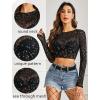 image:imageAvidlove Womens Mesh Tops Long Sleeve See Through Tee Shirt Crop Sheer Blouse Sexy Clubwear XS4XLKt61