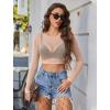 image:imageAvidlove Womens Mesh Tops Long Sleeve See Through Tee Shirt Crop Sheer Blouse Sexy Clubwear XS4XLLight Tan