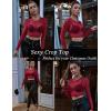 image:imageAvidlove Womens Mesh Tops Long Sleeve See Through Tee Shirt Crop Sheer Blouse Sexy Clubwear XS4XLLong Sleevewine Red