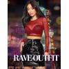 image:imageAvidlove Womens Mesh Tops Long Sleeve See Through Tee Shirt Crop Sheer Blouse Sexy Clubwear XS4XLLong Sleevewine Red