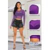 image:imageAvidlove Womens Mesh Tops Long Sleeve See Through Tee Shirt Crop Sheer Blouse Sexy Clubwear XS4XLPurple