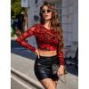 image:imageAvidlove Womens Mesh Tops Long Sleeve See Through Tee Shirt Crop Sheer Blouse Sexy Clubwear XS4XLRed Jh254