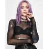 image:imageAvidlove Womens Mesh Tops Long Sleeve See Through Tee Shirt Crop Sheer Blouse Sexy Clubwear XS4XLZ Black With Rhinestone