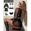 image:imageAvidlove Womens Mesh Tops Long Sleeve See Through Tee Shirt Crop Sheer Blouse Sexy Clubwear XS4XLZ Black With Rhinestone