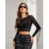 image:imageAvidlove Womens Mesh Tops Long Sleeve See Through Tee Shirt Crop Sheer Blouse Sexy Clubwear XS4XLZw781