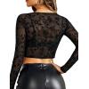image:imageAvidlove Womens Mesh Tops Long Sleeve See Through Tee Shirt Crop Sheer Blouse Sexy Clubwear XS4XLZw781