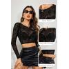 image:imageAvidlove Womens Mesh Tops Long Sleeve See Through Tee Shirt Crop Sheer Blouse Sexy Clubwear XS4XLZw781