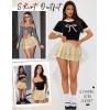 image:imageAvidlove Womens Pleated Mini Skirt Solid Ruffle Lingerie Skirts Layered Y2K Plaid Outfit for Schoolgirl Role Play XS4XLBeige