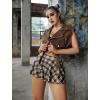 image:imageAvidlove Womens Pleated Mini Skirt Solid Ruffle Lingerie Skirts Layered Y2K Plaid Outfit for Schoolgirl Role Play XS4XLBrown Plaid