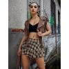 image:imageAvidlove Womens Pleated Mini Skirt Solid Ruffle Lingerie Skirts Layered Y2K Plaid Outfit for Schoolgirl Role Play XS4XLBrown Plaid