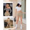 image:imageAvidlove Womens Pleated Mini Skirt Solid Ruffle Lingerie Skirts Layered Y2K Plaid Outfit for Schoolgirl Role Play XS4XLKhaki