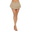 image:imageAvidlove Womens Pleated Mini Skirt Solid Ruffle Lingerie Skirts Layered Y2K Plaid Outfit for Schoolgirl Role Play XS4XLKhaki