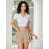 image:imageAvidlove Womens Pleated Mini Skirt Solid Ruffle Lingerie Skirts Layered Y2K Plaid Outfit for Schoolgirl Role Play XS4XLKhaki