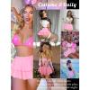 image:imageAvidlove Womens Pleated Mini Skirt Solid Ruffle Lingerie Skirts Layered Y2K Plaid Outfit for Schoolgirl Role Play XS4XLRose Red
