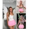 image:imageAvidlove Womens Pleated Mini Skirt Solid Ruffle Lingerie Skirts Layered Y2K Plaid Outfit for Schoolgirl Role Play XS4XLRose Red