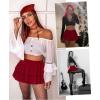 image:imageAvidlove Womens Pleated Mini Skirt Solid Ruffle Lingerie Skirts Layered Y2K Plaid Outfit for Schoolgirl Role Play XS4XLWine Red