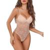 image:imageAvidlove Lingerie for Women Lace Bodysuit Sexy Deep V Teddy Snap Crotch One Piece Babydoll Mesh Body SuitsChampagne