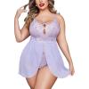 image:imageAvidlove Plus Size Babydoll Womens Snap Crotch Lingerie V Neck Lace Nighty Sleepwear L5XLLilac