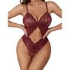 image:imageAvidlove Sexy Lingerie for Women Lace Teddy One Piece Cross Strap Bodysuit LingerieDark Red