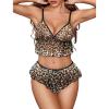 image:imageAvidlove Sexy Pajamas for Women Set Sheer Lingerie Set 2 Piece Mesh Cami Shorts NightwearLeopard Dark