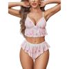 image:imageAvidlove Sexy Pajamas for Women Set Sheer Lingerie Set 2 Piece Mesh Cami Shorts NightwearPink