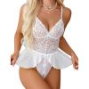 image:imageAvidlove Sexy Teddy Lingerie for Women Lace Bodysuit One Piece Mini BabydollWhite