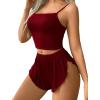 image:imageAvidlove Women Cami Ribbed Pajama Set Sexy Side Slit Sleepwear Soft Lingerie 2 Piece PJ SetWine Red