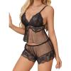 image:imageAvidlove Women Lace Pajamas Lingerie Set Sexy Cami Shorts Sets Mesh Sleepwear 2 Piece SXXLBlack