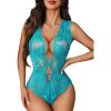 image:imageAvidlove Women One Piece Lingerie Lace Bodysuit Deep V Teddy Mini BabydollDark Blue