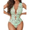image:imageAvidlove Women One Piece Lingerie Lace Bodysuit Deep V Teddy Mini BabydollLight Green