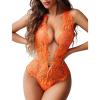 image:imageAvidlove Women One Piece Lingerie Lace Bodysuit Deep V Teddy Mini BabydollOrange