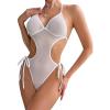 image:imageAvidlove Women Sexy Lingerie Lace Body Suit Deep V Teddy Mesh Bodysuit Cut Out One Piece Mini BabydollWhite
