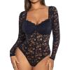 image:imageAvidlove Womens Bodysuits Long Sleeve Body Suits Womens Lace Going Out Tops One Piece Bodysuits for Women with Snap CrotchBlack