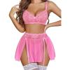 image:imageAvidlove Womens Lingerie Set 3 Piece Garter Lingerie Lace Bra and Skirt Set SXXLHot Pink