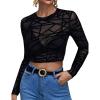 image:imageAvidlove Womens Mesh Tops Long Sleeve See Through Tee Shirt Crop Sheer Blouse Sexy Clubwear XS4XLAbpattern 7