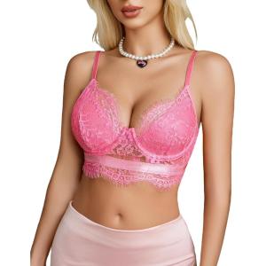 image:imageAvidlove Lace Bralettes for Women Y2k Strap Bustier Cami Top V Neck Camisole LingeriePeach Pink