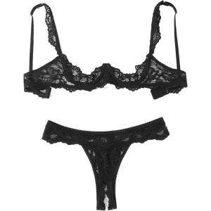 image:imageAvidlove Sexy Lingerie Set for Women Lace Bra and Panty Sets Underwire Push Up Lace Lingerie Set XSXXLBlack
