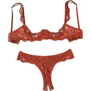 image:imageAvidlove Sexy Lingerie Set for Women Lace Bra and Panty Sets Underwire Push Up Lace Lingerie Set XSXXLCaramel