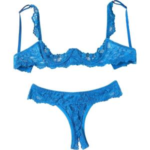 image:imageAvidlove Sexy Lingerie Set for Women Lace Bra and Panty Sets Underwire Push Up Lace Lingerie Set XSXXLLake Blue