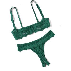 image:imageAvidlove Sexy Lingerie Set for Women Lace Bra and Panty Sets Underwire Push Up Lace Lingerie Set XSXXLLake Green